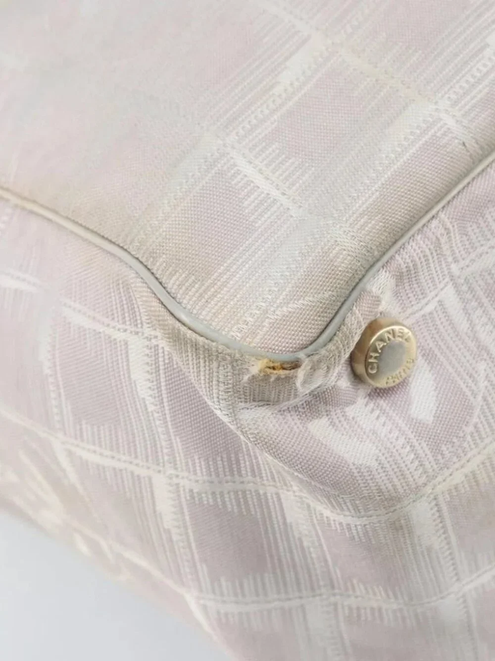 CHANEL New Travel Line Tote Bag Nylon Pink Gold CC Auth BA11718